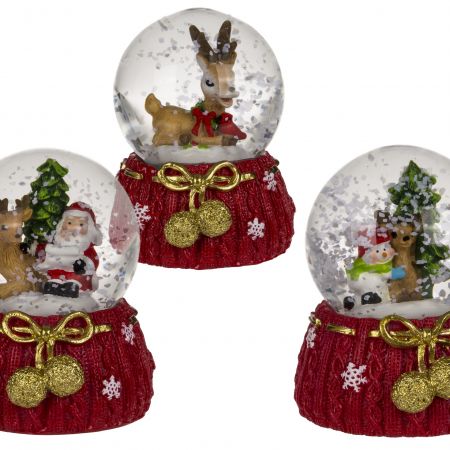 Out Of The Blue Polyresin Snow Globe 4cm with Reindeer & Santa