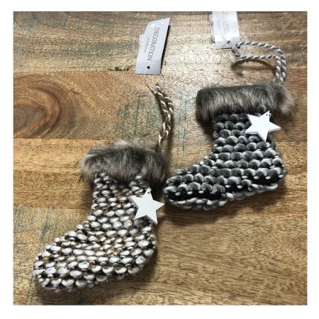 Knit Christmas Sock Ornament - 11cm